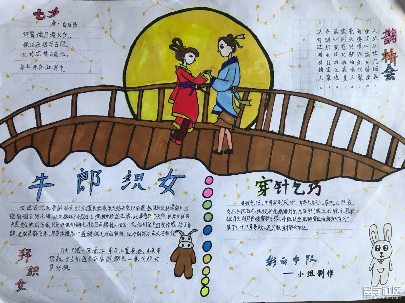 七夕漂亮簡單手抄報圖片_七夕漂亮簡單手抄報怎么畫_七夕手抄報簡單又漂亮